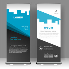 Fototapeta na wymiar Roll up banner stand template design, for brochure, flyer, infographics. modern advertising. vector illustration