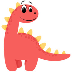 Cute smiling red dinosaur for kids