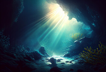 Fototapeta na wymiar Beautiful underwater world. AI Generated