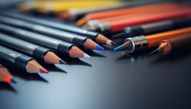 colorful creativitya spectrum of colored pencils lined up