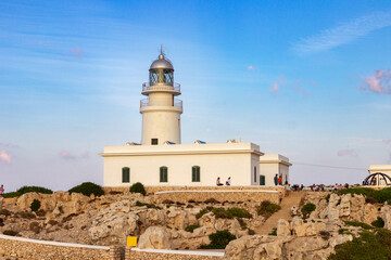 Fototapeta na wymiar Sunset in Cavalleria lighthouse in the north of Menorca (Spain)