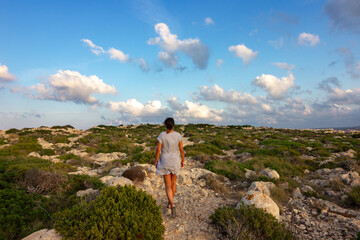 Naklejka premium Sunset in Cavalleria lighthouse in the north of Menorca (Spain)