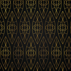 Naklejka premium Golden abstract linear luxury style 49 pattern, square modern pattern design.