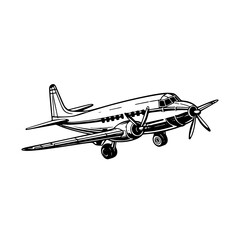 Vector Illustration of a plane with lines drawing for logo,icon, black and white © Maria