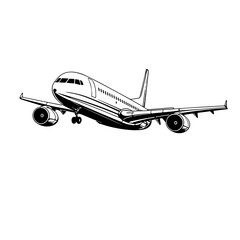 Vector Illustration of a plane with lines drawing for logo,icon, black and white