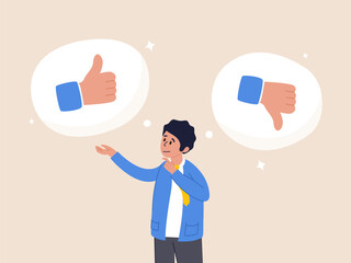 Suggestion concept. Do and Don't list, advice or rules that make business success, things to do, solutions or to avoid mistake and error, businesswoman holding waring thumb up and thumb down sign. - obrazy, fototapety, plakaty