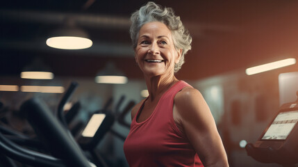 Say no to arthritis pain. Selective focus on a joyful woman smiling while lunging at fitness club.