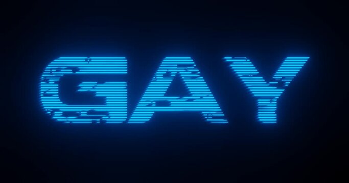 3d rendered animation of a gay neon blue sign on a black background
