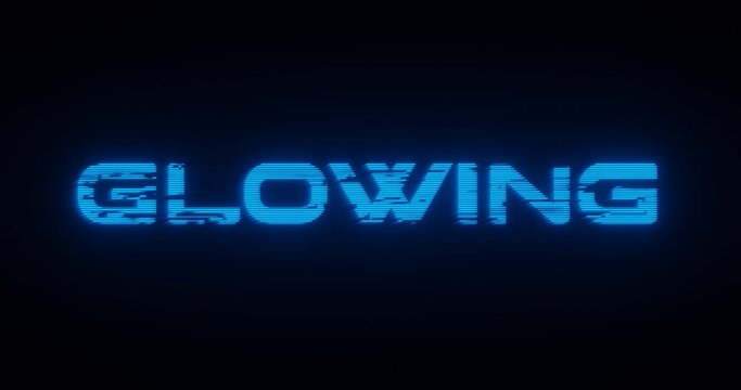 3d rendered animation of a glowing neon blue sign on a black background