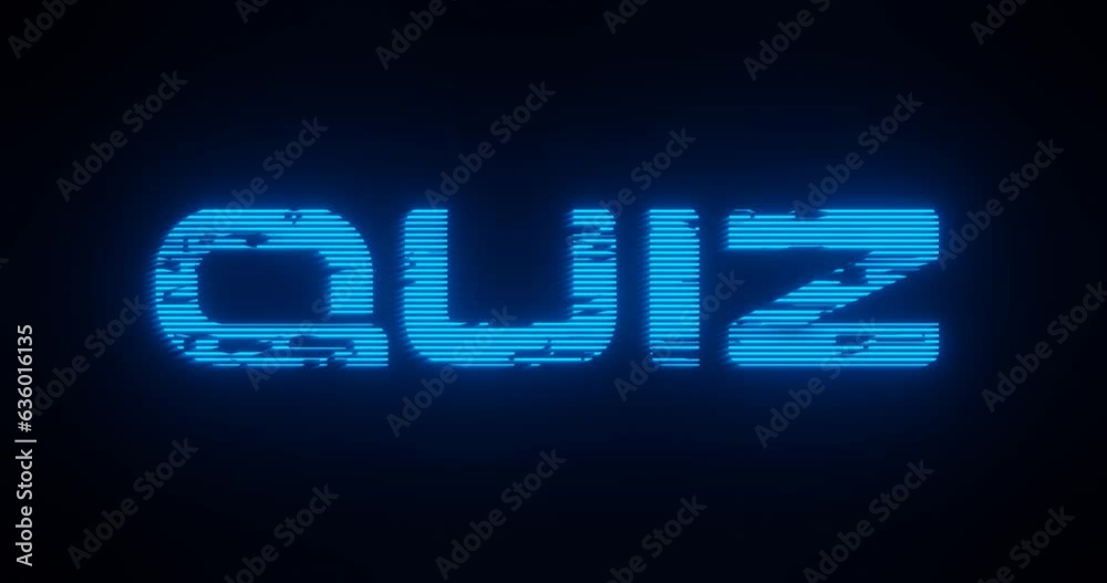 Poster 3d rendered animation of a quiz neon blue sign on a black background