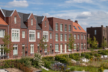 Fototapeta na wymiar Modern residential buildings in the new Vathorst district in Amersfoort.