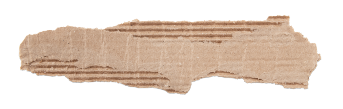 A piece of textured packaging cardboard. Piece of torn cardboard with copy space. Brown wrapping vintage paper, isolated top view. Kraft paper isolated on white background