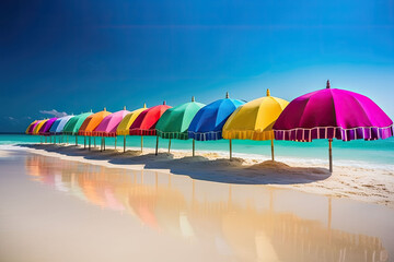 Colorful umbrella on the beach