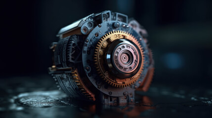 2d illustration technology gear brain.