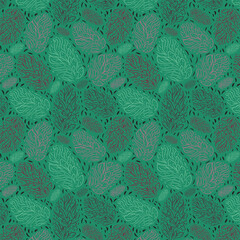 Naklejka na ściany i meble Stylish leaves vector repeat pattern