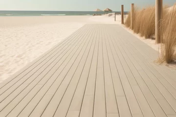 Fototapete Abstieg zum Strand Boardwalk on the beach in summer