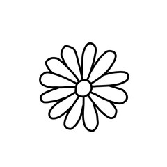 A set of hand drawn doodle style daisy flowers in simple black line