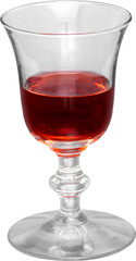 an isolated glass of red wine with transparency