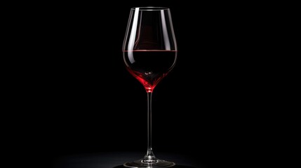 A glass of red wine on a tall leg against a black backdrop. silhouette concept