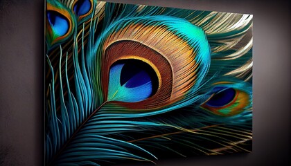 Naklejka premium peacock feather background wallpaper. Generative in ai