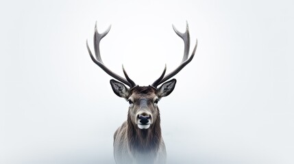 Reindeer s beautiful portrait on a white background. silhouette concept