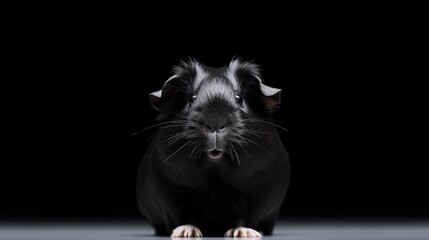 Focus on the nose of an isolated cute guinea pig on white background. silhouette concept