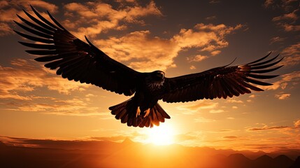 Fototapeta na wymiar Silhouette of flying predator bird