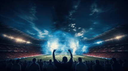 Fans at a stadium for a football or soccer match. silhouette concept