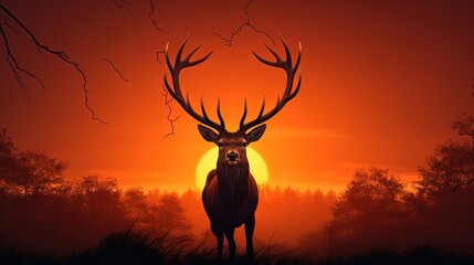 Deer silhouette at sunset