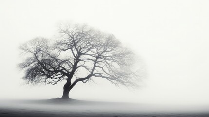 Foggy tree. silhouette concept