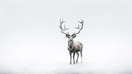 Naklejka na ściany i meble Reindeer s beautiful portrait on a white background. silhouette concept