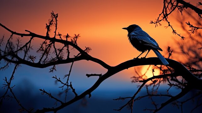 Bird silhouette perched on a branch