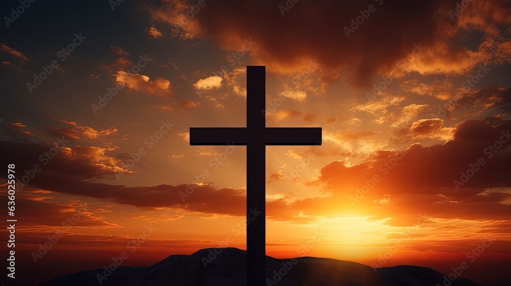 Poster sunset backdrop with a silhouette crossing it
