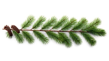 Christmas tree branch with pine cones. silhouette concept