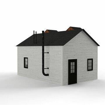 3D rendering of a miniature house model isolated on a white background