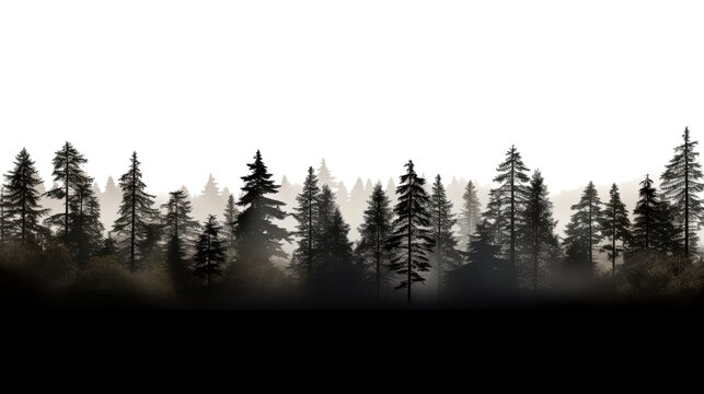 HD Treeline on White Background. silhouette concept