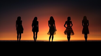 outline of four attractive females. silhouette concept