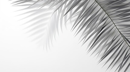 Obraz premium Tropical palm leaf shadow on white wall for design template. silhouette concept