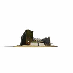 3D rendering of an abandoned building in a rural setting model isolated on a white background