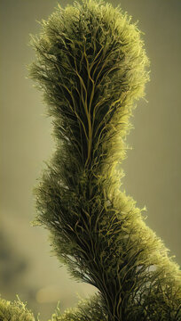 3d illustration of an Arbuscular mycorrhiza, Symbiosis, Mycology, Soil biology, symbiont fungus, Abstract, Nature, Plant, Botanical, Earthy, Natural, Green, Curvy, Flowing