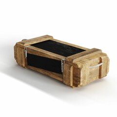 3D rendering of a military food supply box replica isolated on a white background