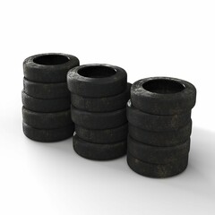 Obraz premium 3D rendering of stacked black tiers isolated on a white background