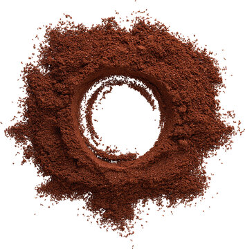pile of ground coffee with an empty circle in the middle - Ready to use Isolated PNG premium cutout