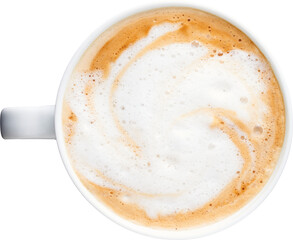An isolated cup of coffee with milk foam