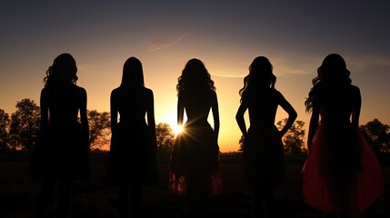 Fototapeta na wymiar outline of four attractive females. silhouette concept