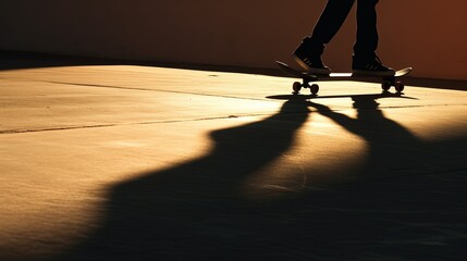 Design element involving skater and shadow. silhouette concept