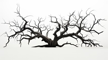 Obraz premium White background in Thailand with a dead tree. silhouette concept