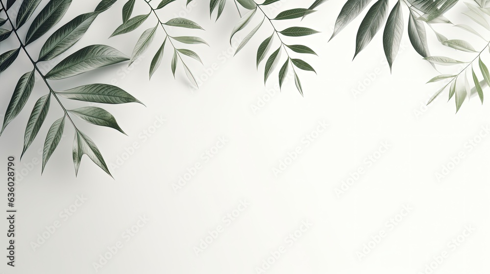 Poster White texture background with natural shadow overlay for product presentation backdrop and mockup in summer theme. silhouette concept