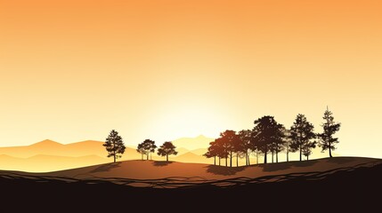 See trees on hill in farm in silhouette