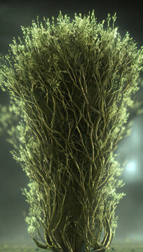 3d illustration of an Arbuscular mycorrhiza, Symbiosis, Mycology, Soil biology, symbiont fungus, Abstract, Nature, Plant, Botanical, Earthy, Natural, Green, Curvy, Flowing